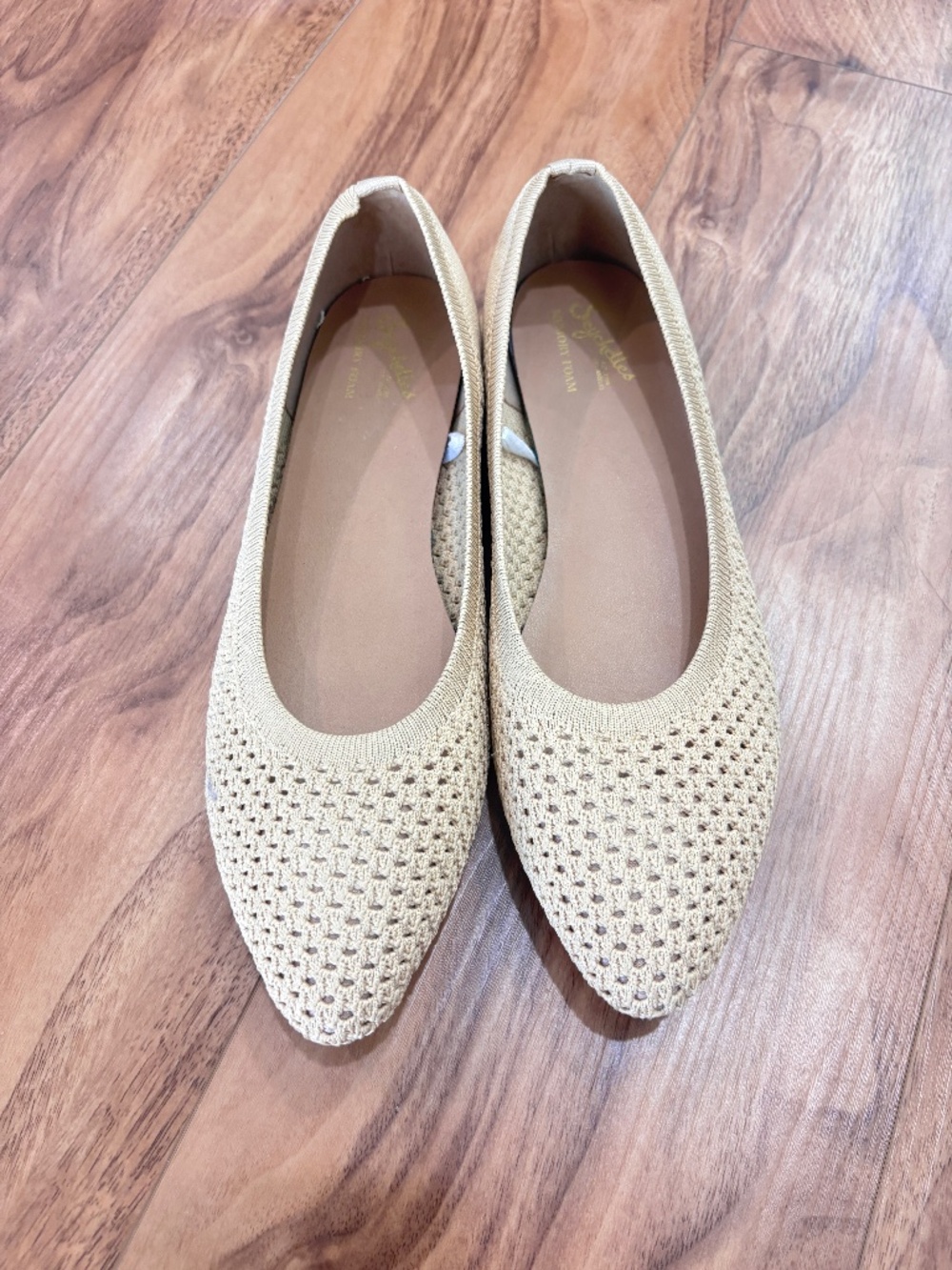 Seychelles Beige Knit Pointed Toe Ballet Flats Memory Foam Women’s 9.5
